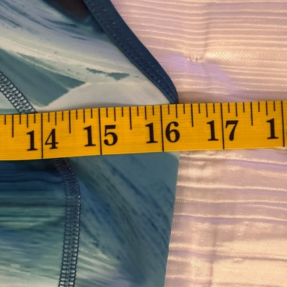 EXERSION Sports Bra BLUE/WHITE Marbled Pattern Fabric Size XL Polyester Spandex - Picture 7 of 7
